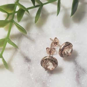 Rose Gold Rhinestone Stud Earrings